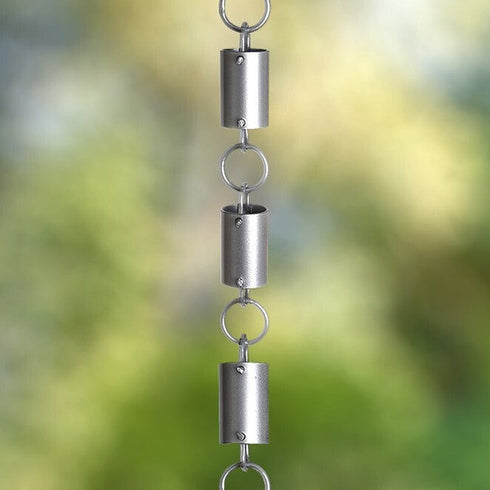 Aluminum Cylinder Rain Chain Replacement Downspout for Gutters, Pewter
